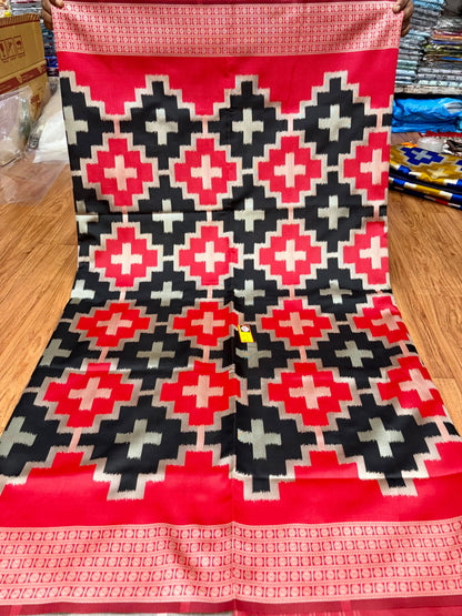 Red Black Silk Saree